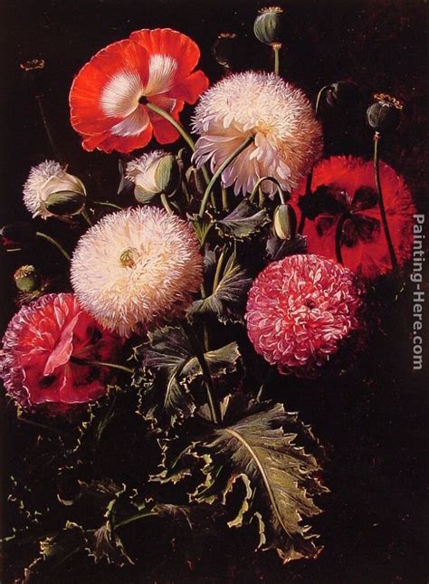 Johan Laurentz Jensen Still Life with Pink, Red and White Poppies ...