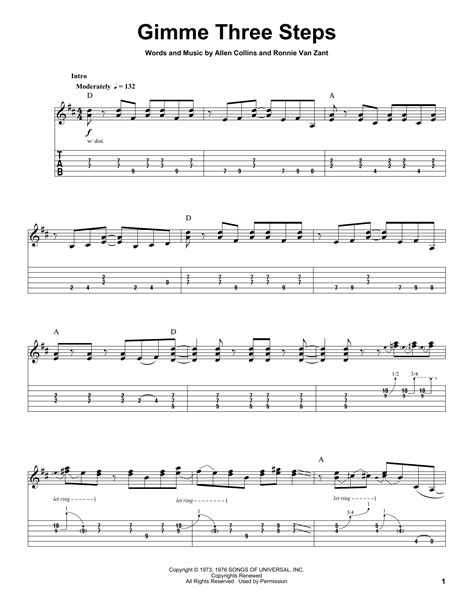 Gimme Three Steps by Lynyrd Skynyrd - Guitar Tab Play-Along - Guitar ...