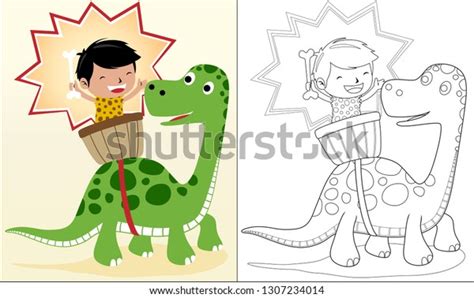 Coloring Book Page Boy Caveman Costume Stock Vector (Royalty Free) 1307234014 | Shutterstock