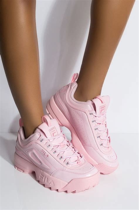 FILA WOMENS DISRUPTOR II PREMIUM PATENT CHUNKY SNEAKER IN PINK | Zapatos deportivos de moda ...