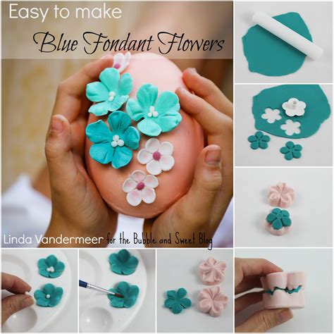 Bubble and Sweet: Easy to make Blue Fondant Flowers