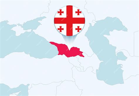 Premium Vector | Europe with selected Georgia map and Georgia flag icon