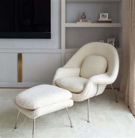 Womb Chair with Holland & Sherry boucle. Chaise Lounge Bedroom, Chair ...