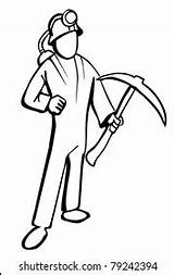 Simplified Miner Illustration Black White Isolated Stock Vector  sketch template