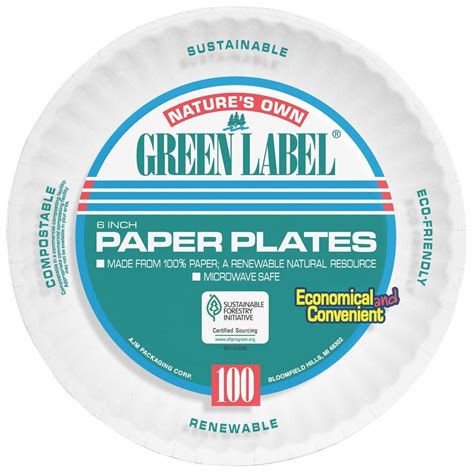 Green Label 6 in. Uncoated Paper Plates in White (1000 Per Case)-AJMPP6GREWH - The Home Depot