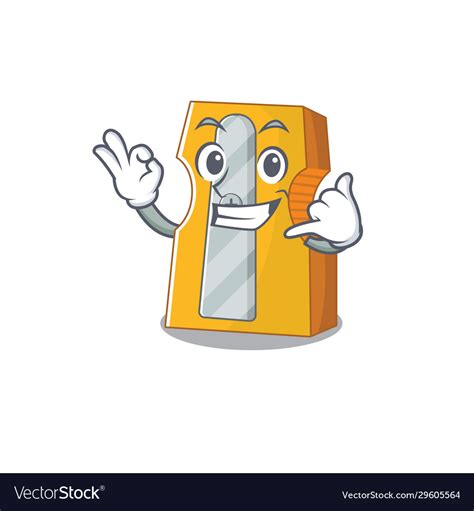 Call me funny pencil sharpener mascot picture Vector Image