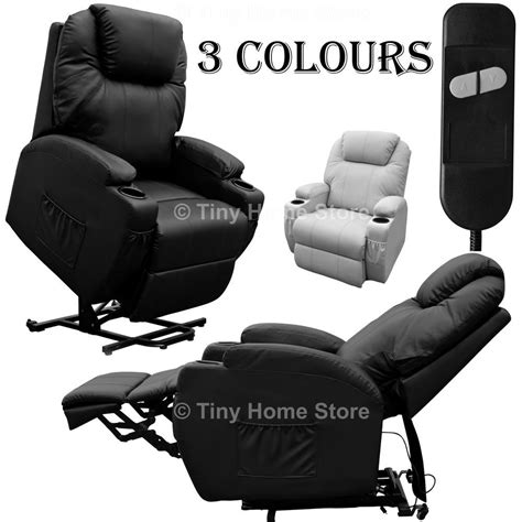 Details about Luxury Leather Electric Rise and Recline Mobility Lift Chair Recliner Armchair ...