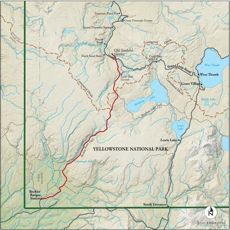 Yellowstone National Park Topo Map Hiking - London Top Attractions Map