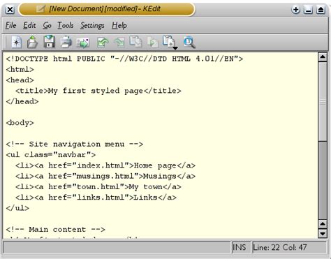 tag to code embedded styles on a web page