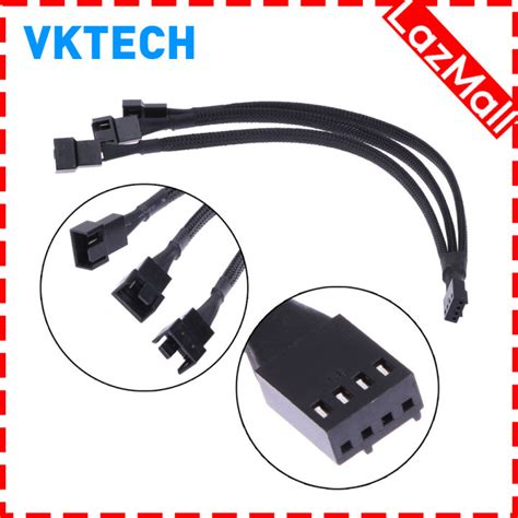 [Vktech] 4 pin PWM Fan Cable 1 to 3 ways Splitter Black Sleeved ...