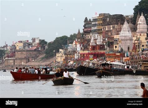 view of river ganges in varanasi india Stock Photo - Alamy