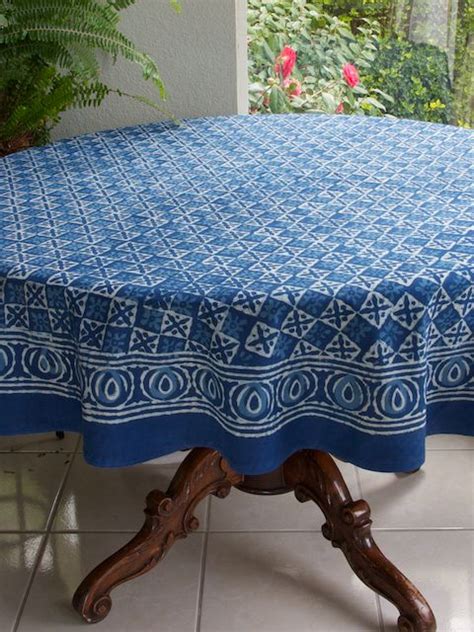 Batik, Round tablecloth, Blue and white | Blue tablecloth, Round tablecloth, 90 round tablecloths