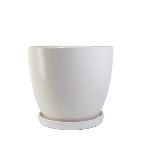 White Ceramic Plant Pot with Saucer | XXL - plantandpot.nz