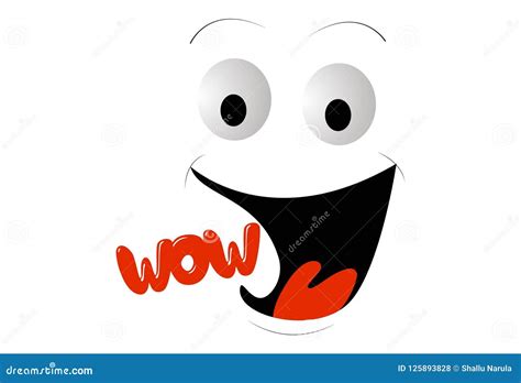 Vector Cartoon Illustration of Face with Wow Expression. Stock Vector - Illustration of ...