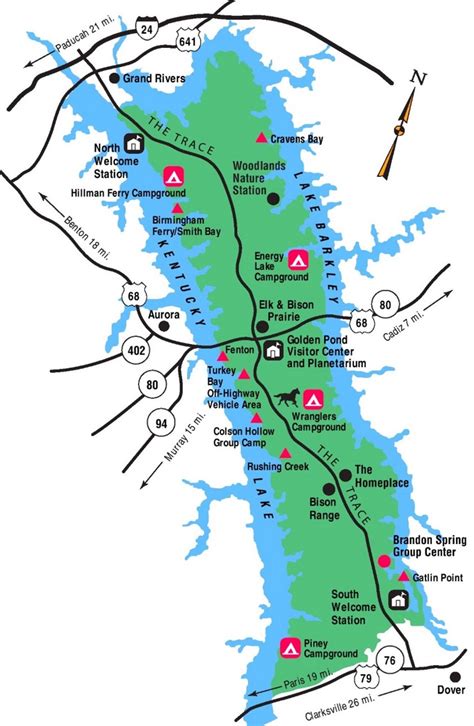 Kentucky Lake and Lake Barkley tourist map