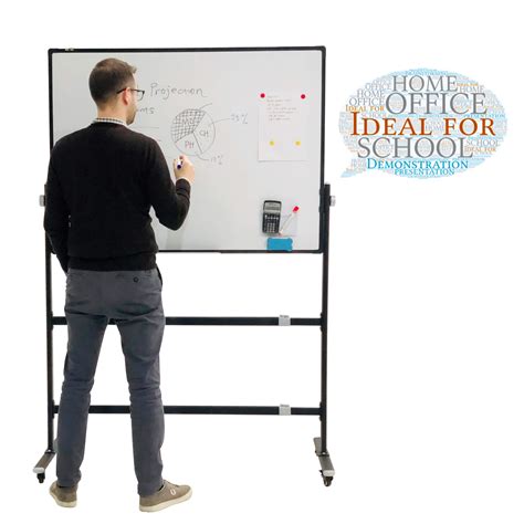 Reversible Mobile Whiteboard Large 48x36 in Height Adjustable Rolling ...