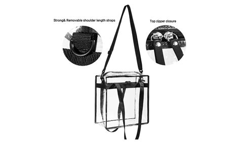 Clear bags Stadium Approved Clear Tote Bag with Zipper Crossbody Shoulder Bag | Groupon