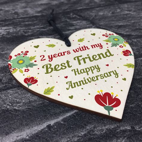 2nd Wedding Anniversary Gift For Husband Wife Wooden Heart Gifts