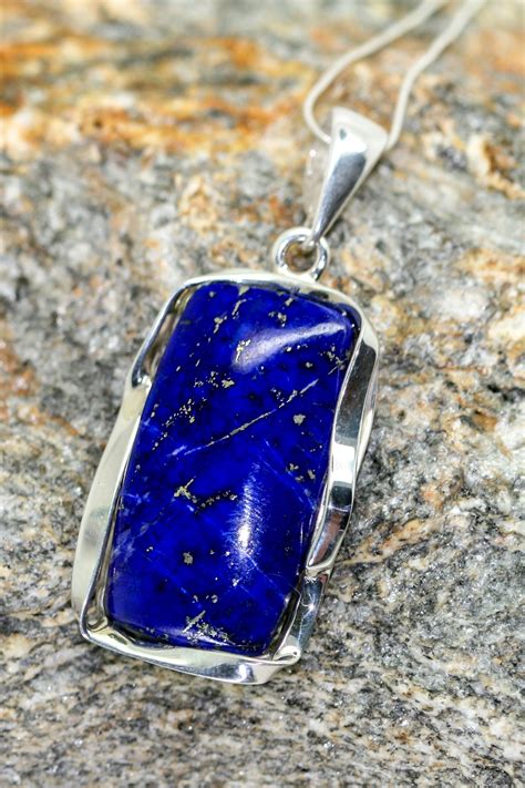 Amazing Lapis Lazuli Pendant fitted in Sterling Silver setting. 22 inch chain. Lapis Lazuli ...