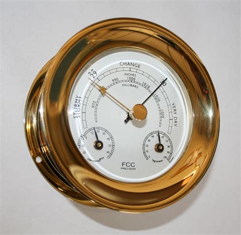 Brass Barometer Thermometer Hygrometer Capstan Style 115mm - FCC Precision