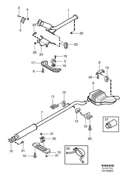 Volvo V70 Exhaust Pipe (Front). MUFFLER, FRONT. Muffler. Exhaust System. CH 286000- - 30636449 ...