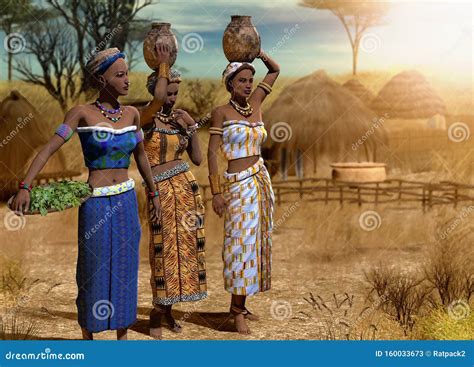 Beautiful Traditional African Women in an African Village Stock ...