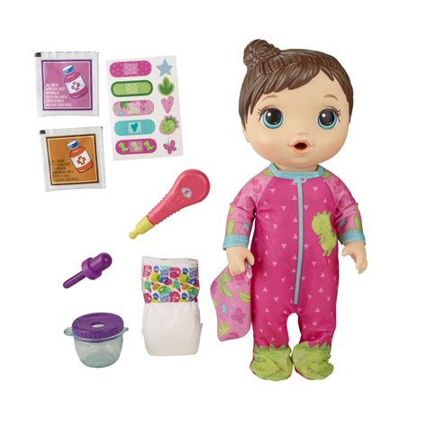 Baby Alive Mix My Medicine Baby Doll, Dinosaur Pajamas, Drinks and Wets, Doctor Accessories, Toy ...