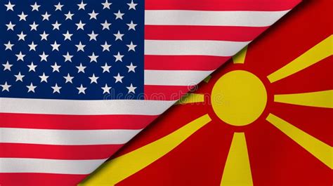 The Flags of United States and Macedonia. News, Reportage, Business Background. 3d Illustration ...