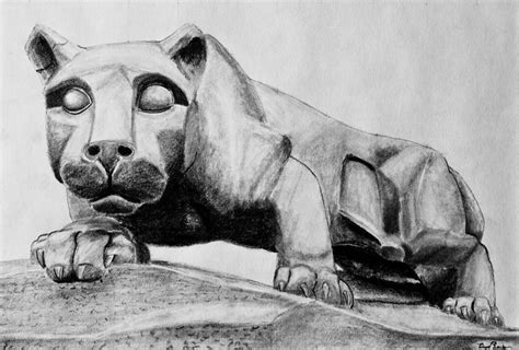 Penn State Nittany Lion Statue Drawing by Bryant Luchs