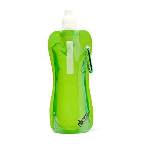 Pocket Bottles Foldable Pocket Water Bottle w/Carabiner, 16 oz, Green ...