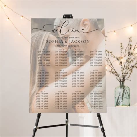 Elegant Photo Wedding Seating Chart Foam Board | Zazzle