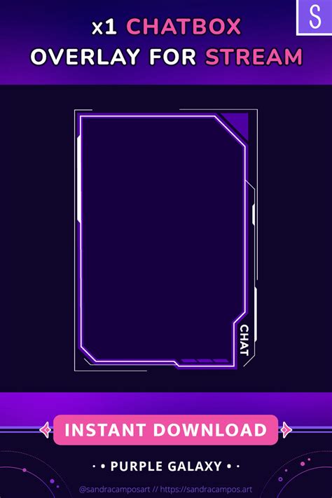 Purple Chat Box for Twitch, Streaming Chat Box Overlay, Purple Galaxy Stream Package, Purple ...