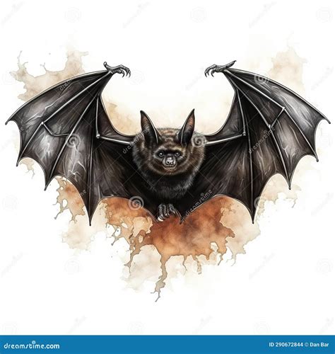 Watercolor Drawing of a Scary Bat, Halloween Design Element. Generative Ai Stock Illustration ...