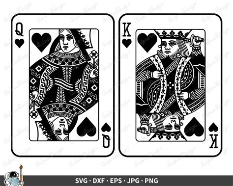 King Queen of Hearts SVG Playing Cards SVG Cards Vector Cards - Etsy Canada