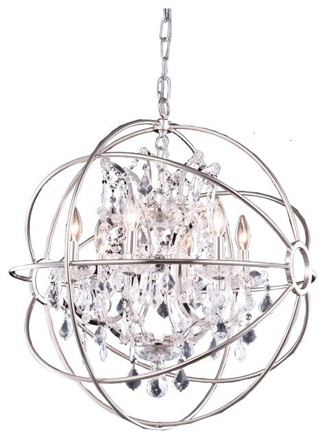 Urban Classic Polished Nickel Crystal Pendant Orb Sphere Chandelier Modern - Transitional ...