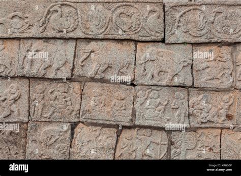 Asia, India, Karnataka, Hampi, Mahanavami Dibba, carvings Stock Photo ...