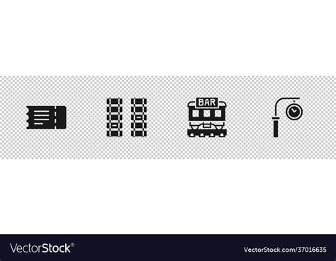 Set train ticket railway railroad track Royalty Free Vector