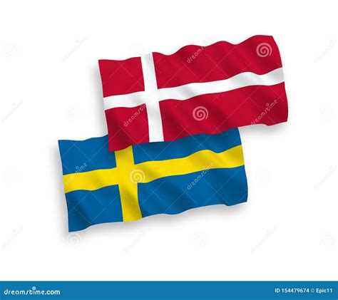 Flags of Denmark and Sweden on a White Background Stock Vector - Illustration of banner ...