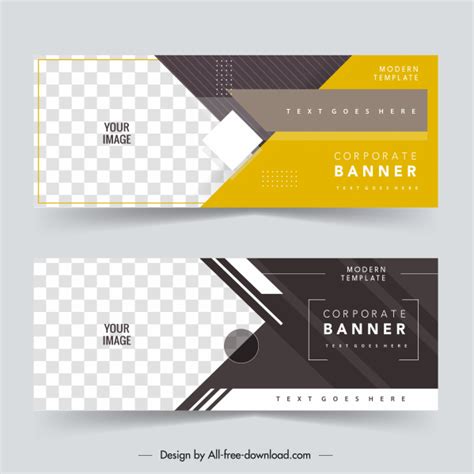 Business banner templates modern elegant checkered horizontal design Vectors graphic art designs ...