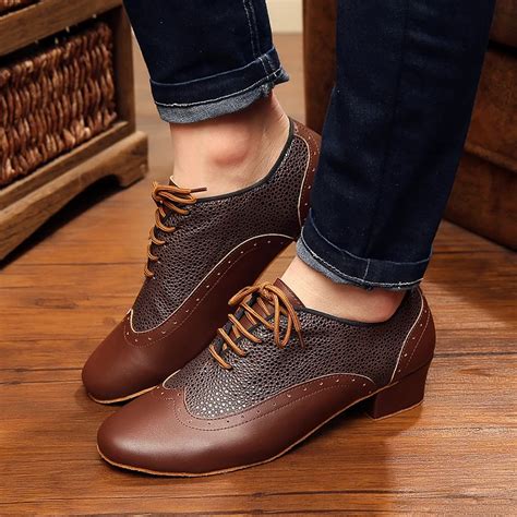 Sneakers Sports Dance Shoes Modern Genuine Leather Latin shoes For Men and Boy Brown Wear ...