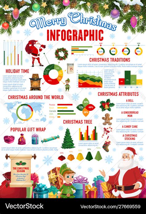 Christmas infographic with new year holiday charts