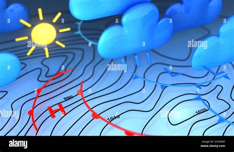 Weather Map and Pressure Lines. 3D Rendering Stock Photo - Alamy