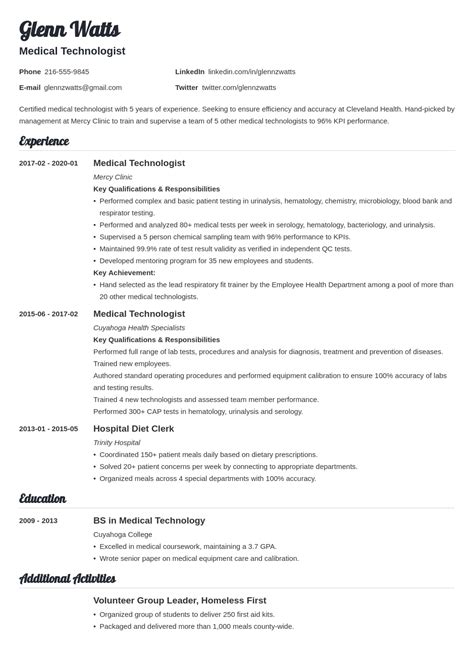 Medical Technologist Resume: Samples and Guide