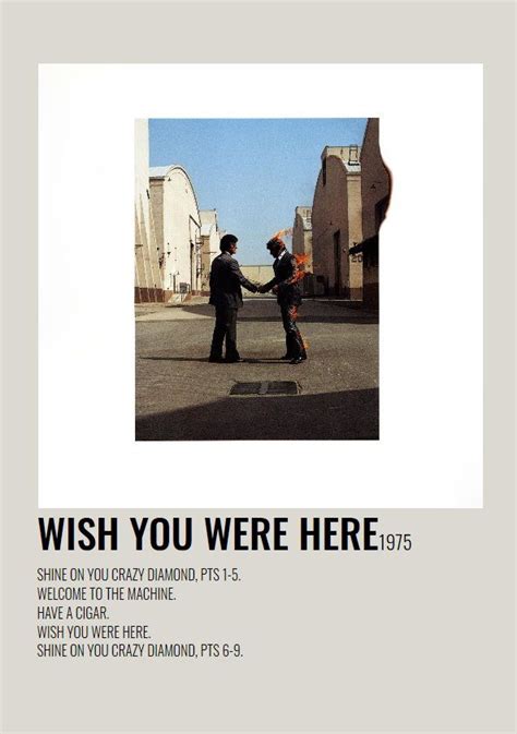 Wish You Were Here Minimalist Poster | Muziek, Achtergronden, Album