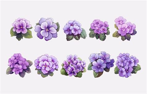 Premium Vector | Hand drawn African Violet flower arrangement clipart