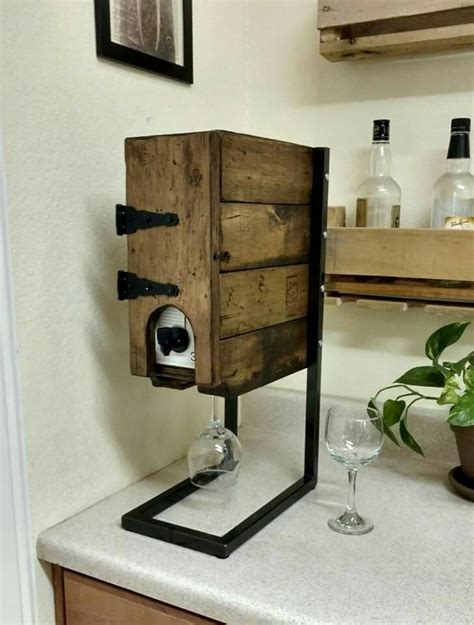 Awesome idea for box wine holder. | Wood wine box, Rustic wine box, Wine box diy