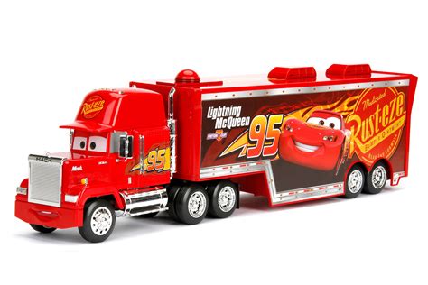 wholesale prices Pixar Disney The Cars No.95 Mcqueen Mack Hauler Trailer Truck Metal Toy 19CM ...