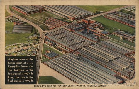 Bird's-Eye View of Caterpillar Factory Peoria, IL Postcard