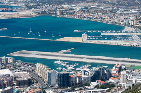 The runway of the Gibraltar airport viewed from the Rock