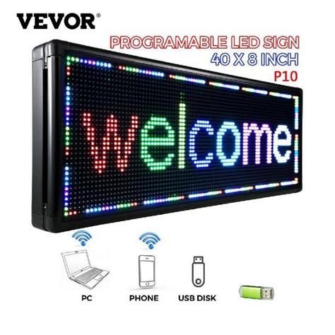 VEVOR 7-Color LED Scrolling Message Display 40X8inch RGB P10 Digital ...